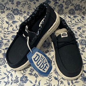 Hey Dude Men's Black and Cream Loafers